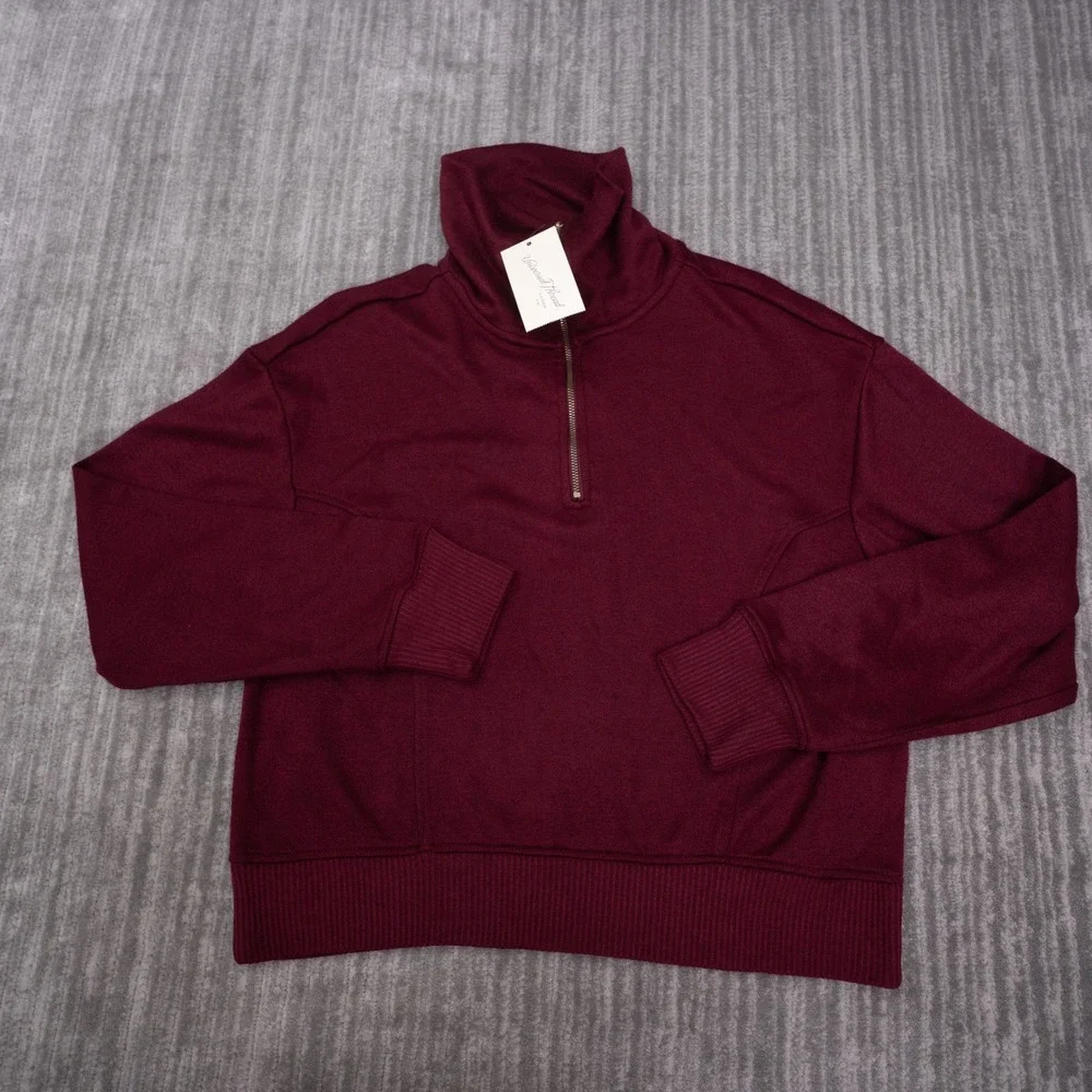 Universal Thread Sweatshirt Womens Large Burgundy NEW Quarter Zip Funnel Neck